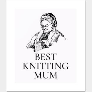 THE BEST KNITTING CRAFTS MUM LINE ART SIMPLE VECTOR STYLE, MOTHER OLD TIMES Posters and Art